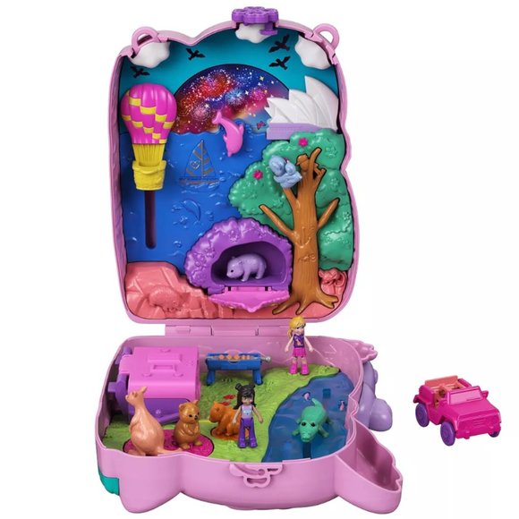Polly Pocket 2-In-1 Travel Toy, 2 Dolls 1 toy car 5 animals, Koala Purse - Picture 2 of 8